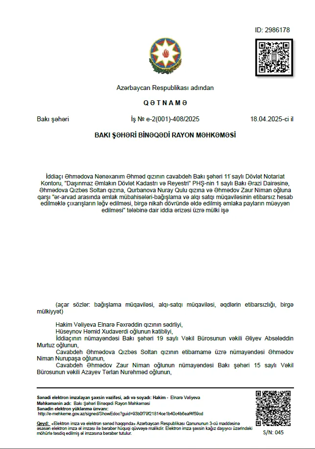 Əmlak bölgüsü məhkəmə qərarı 3